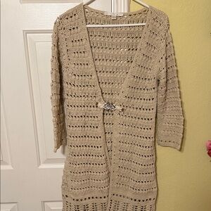 Boston Proper Tan Knit Cardigan